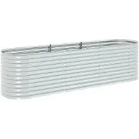 vidaXL Odlingslåda upphöjd galvaniserat stål 320x80x81 cm silver