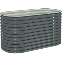 vidaXL Jardiniär - - 160x80x81 cm - Galvaniserat stål - Grå - Rektangulär