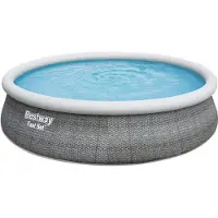 Bestway 57372, 12362 l, Uppblåsbar pool, Vuxen och barn, Stege, Grå, 38,8 kg