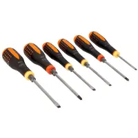 Bahco 6 Piece Hex Ball For Slotted Phillips And Through Shaft Hex Screwdrivers With Anti-impact Handle Skruvmejselset
