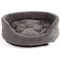 Interzoo oval hundbädd med kudde 41x34x14 cm grå
