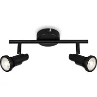 Briloner LED-takspotlight Flamo IP44 2 lampor svart, Svart, Badrum, Metall, Modern, LED-taklampa