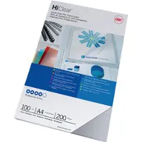 GBC HiClear - A4 (210 x 297 mm) - 200 mikrometer - superklar - 100 stk PVC-bindningsskydd - för IBICO CombBind ibiMaster 250e