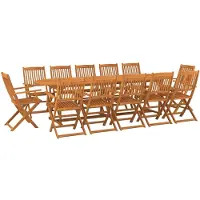 vidaXL Matgrupp för trädgården 13 delar 280x90x75 cm massivt akaciaträ