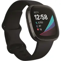Fitbit Sense - Grafit rostfritt stål - smart klocka med band - silikon - kol - bandstorlek: S/L - Wi-Fi, NFC, Bluetooth