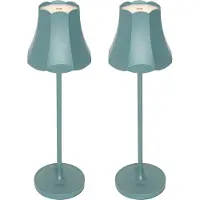 QAZQA Set med 2 retro bordslampor mineralblå laddningsbara IP44 - Granny