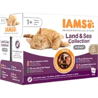 IAMS 40 + 8 på köpet! 48 x 85 g Adult / Senior - Advanced Nutrition Adult Land & Sea Mix i sås