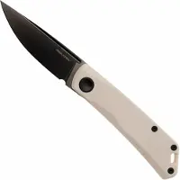 Real Steel Luna Lux 7001Z2, Black DLC K110, Ivory G10 pocket knife, Poltergeist design