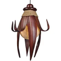 WORU Hänglampa KARIMA, dimbar, Mörkt trä, Vardagsrum / matsal, Trä, Design, Pendellampa