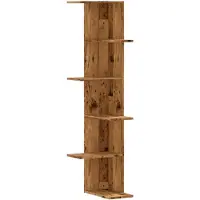 vidaXL Vägghylla hörn åldrat trä 36,5x36,5x140 cm konstruerat trä