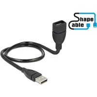 DeLOCK USB-kabel USB 2.0 USB-A kontakt, USB-A uttag 0.50 m Svart Flexibel svanhals-kabel 83499