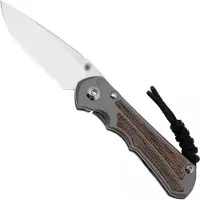 Chris Reeve Small Inkosi SIN-1118 CPM MagnaCut Drop Point, Glass Blasted Titanium, Natural Canvas Micarta Inlay, pocket knife
