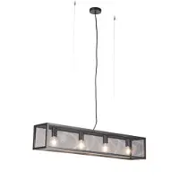QAZQA Smart industriell pendellampa svart inkl. 4 WiFi A60 - Cage Wire