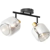 QAZQA Smart takspotlight svart med guld och rökglas 2-ljus inkl. 2 Wifi P45 - Zuzanna