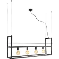 QAZQA Smart pendellampa svart med hylla stor 4-ljus inkl Wifi G95 - Cage Rack