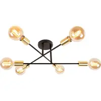 QAZQA Smart taklampa svart med guld 6-ljus inkl. wifi G95 - Sydney