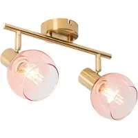 QAZQA Art Deco-spotlight guld med rosa glas 2-ljus - Vidro