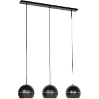 QAZQA Smart pendellampa svart med guldfärgad insida 3-ljus inkl. Wifi ST64 - Buell