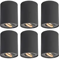 QAZQA Set med 6 smarta mörkgrå spotlights inkl WiFi GU10 - Rondoo up