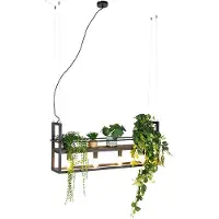 QAZQA Smart pendellampa svart med trä och hylla 4-ljus inkl wifi A60 - Cage Rack