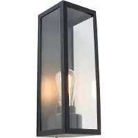 QAZQA Smart utomhusvägglampa svart med glas inkl. WiFi ST64 - Rotterdam Lång