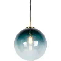 QAZQA Smart pendellampa mässing med havsblått glas 33 cm inkl. WiFi ST64 - Pallon