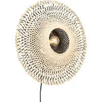 QAZQA Smart vägglampa bambu 50 cm med stickkontakt inkl WiFi A60 - Rina