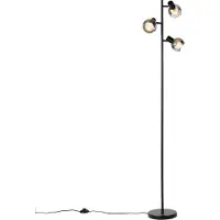 QAZQA Smart golvlampa svart med rökglas inkl 3 Wifi P45 - Vidro