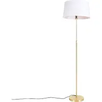 QAZQA Smart golvlampa guld med linneskärm vit 45 cm inkl WiFi A60 - Parte