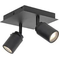 QAZQA Smart badrumsspotlight svart fyrkantig IP44 inkl. 2 Wifi GU10 - Ducha