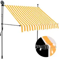 vidaXL Markis manuellt infällbar med LED 100 cm vit och orange