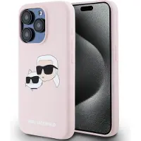 Karl Lagerfeld Silikon Karl&Choupette MagSafe-fodral för iPhone 15 Pro - Rosa