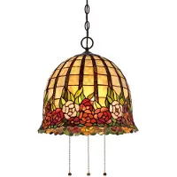 QUOIZEL Tiffany pendellampa Rosecliffe, Multifärgad, Vardagsrum / matsal, Glas, Tiffany, Pendellampa