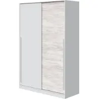 You do it Armoire TOP - Décor blanc artik et chêne nodi - 2 Portes coulissantes - H200 x L121 x P50 cm