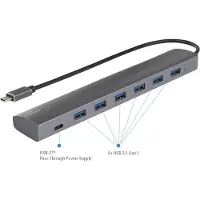 Renkforce 6+1 Port USB-hubb med pass-thorugh strömanslutning, Aluminiumhölje Silver