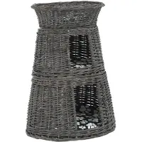 vidaXL Kattkorg 3 delar med dynor grå 47x34x60 cm naturlig pil
