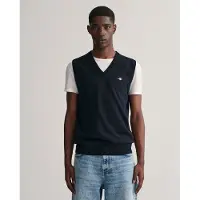 Gant för män. 8030560 Klassisk väst i bomull marinblå (S), Casual, Ärmlös / Hängselbyxor, Marino