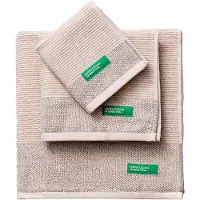 Jamon Handdukar - BENETTON - Set med 3 delar - 100% bomull - 450 g/m2 - Beige beige
