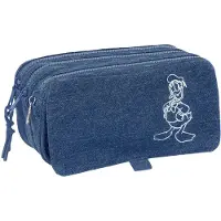 Safta Trousse à crayons - - Donald Denim - Triple compartiment - Résistante - Design unique jeans