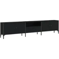 vidaXL Tv-bänk med låda svart 200x25x44 cm konstruerat trä