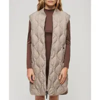 Superdry för kvinnor. W5011659A Lång väst med foder, Studios, beige (M), Casual, Återvunnen polyester