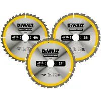 DeWalt Sågklinga för trä DT1962; 216 mm; 2x24T; 1x40T; 3 st.