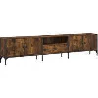 vidaXL Tv-bänk med låda rökfärgad ek 200x25x44 cm konstruerat trä