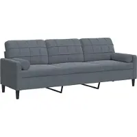 vidaXL 3-sitssoffa med kuddar mörkgrå 210 cm sammet