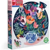 Eeboo : Piece and Love Still Life med Blommor 500 Delar Rund Pussel, Pussel för Vuxna och Familjer