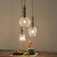 VIOKEF Glas pendellampa Talisa, dimbar, Aluminium / grå / zink, Vardagsrum / matsal, Glas, Vintage, Pendellampa