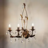 ONLI Kristall vägglampa Teresa , dimbar, Brun / mässing, Vardagsrum / matsal, Metall, Antik, Vägglampa, vägglampa inomhus