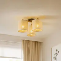 TK Lighting Taklampa Deva, textil, 3 lampor Deva , dimbar, Ljust trä, Vardagsrum / matsal, Trä, Skandinavisk