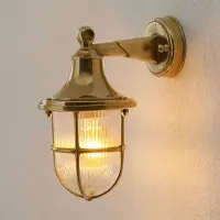MORETTI Luce Vägglampa utomhus OCEAN, dimbar, Mässing / guld, Hall, Mässing, Medelhavsinspirerad