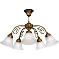 BERLINER MESSINGLAMP Taklampa OLGA, dimbar, Brun / mässing, Vardagsrum / matsal, Glas, Antik, Taklampa